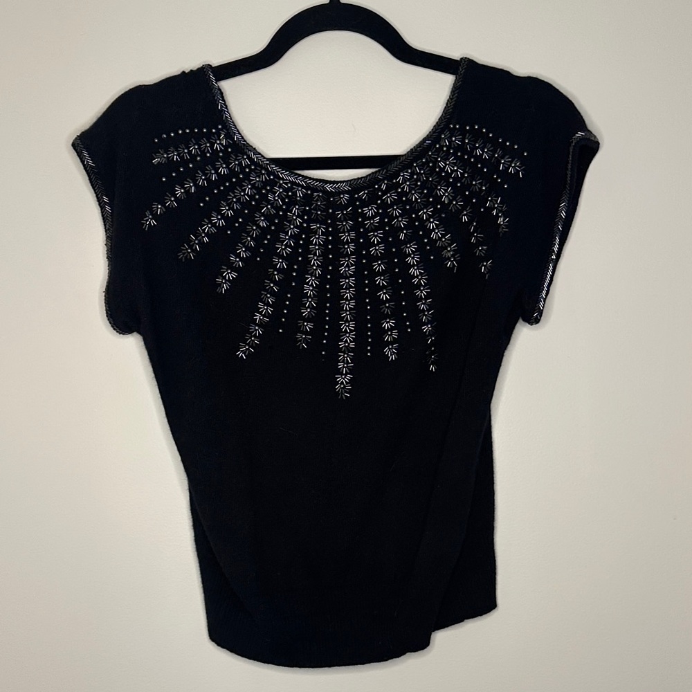 Vintage Black Embellished Women's Top